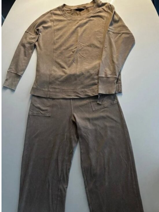 Jane and Delancey Pants - Tan Lounge Set Long Sleeve Wide Pants